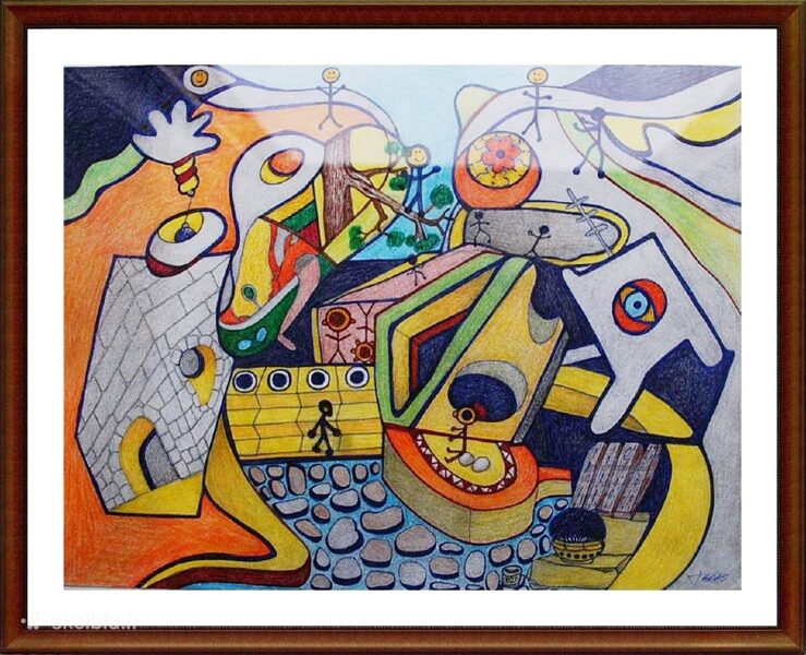 Piešinys "Varlė ir Vilkas" 31,4x24 cm
